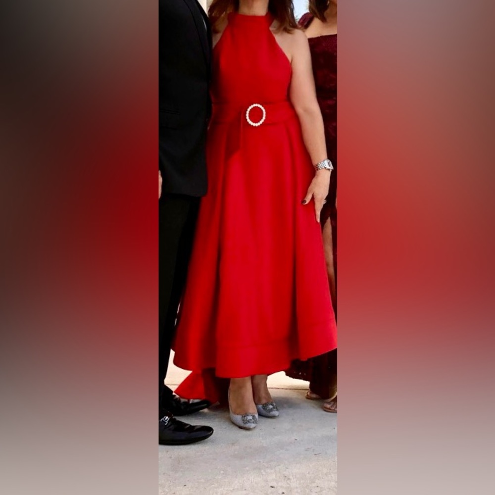 C/Meo Collective Confirmative Dress Gown Red Maxi High Low